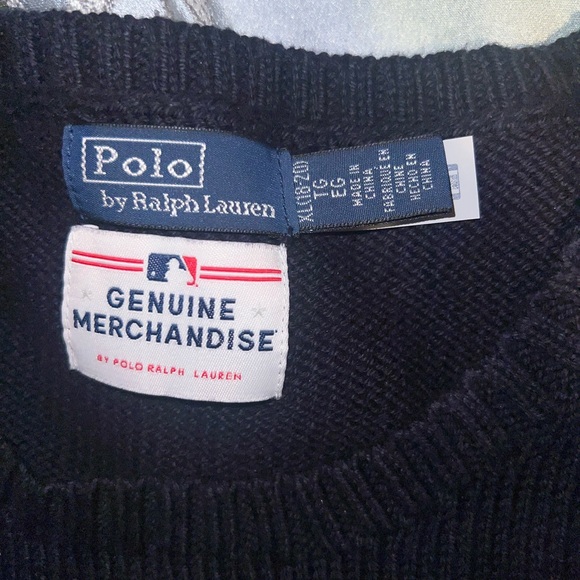 Ralph Lauren Navy Sweater with Baseball Bear - Picture 2 of 2